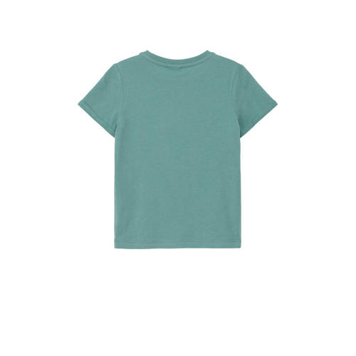 S.Oliver T-shirt met printopdruk petrol Blauw Jongens Katoen Ronde hals 104 110