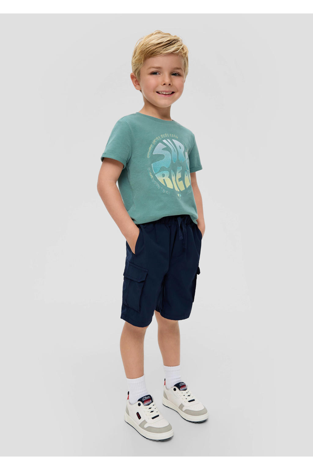 s.Oliver T-shirt met printopdruk petrol