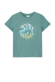 thumbnail: Petrolkleurige jongens s.Oliver T-shirt van katoen met printopdruk, korte mouwen en ronde hals