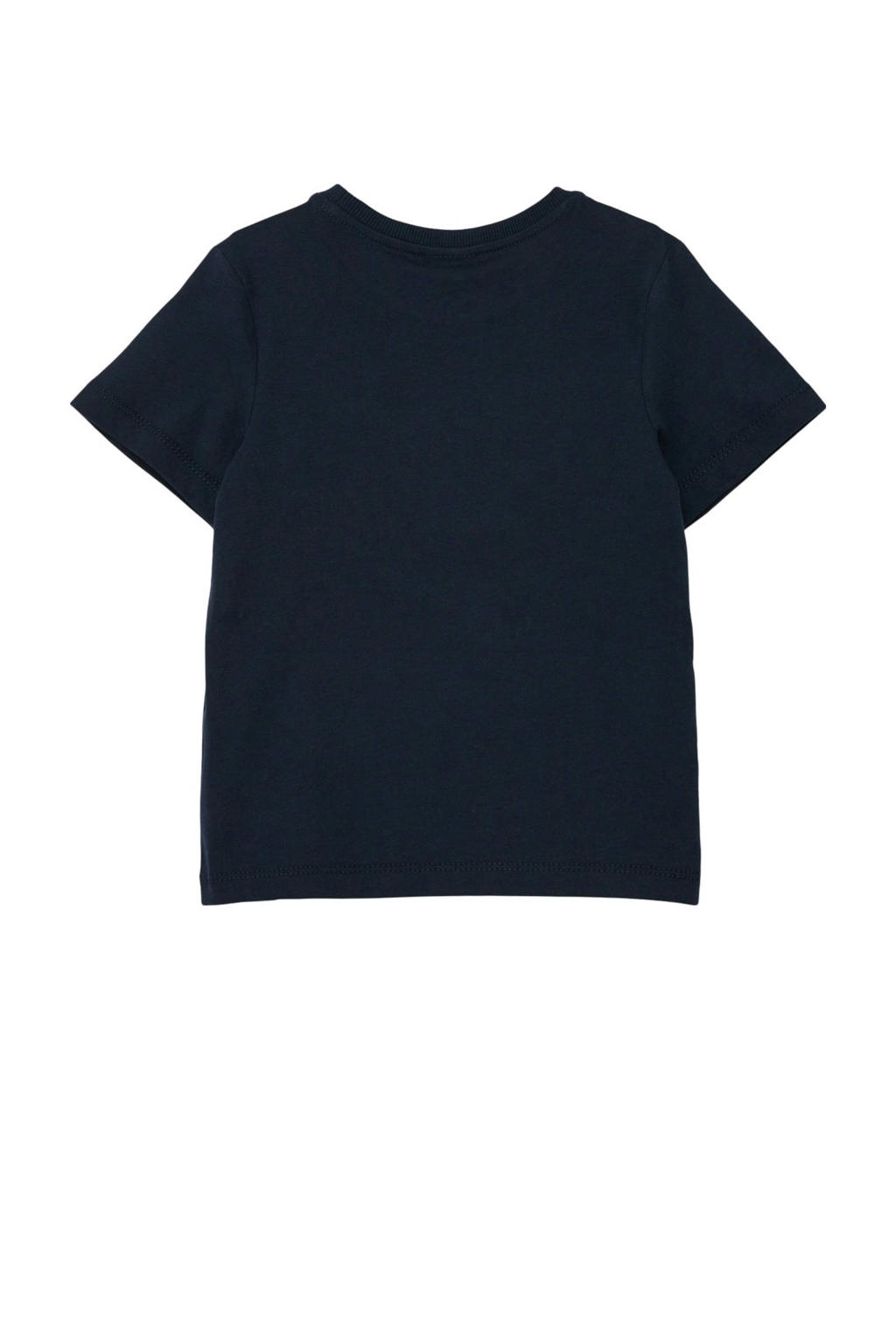 Blauwe jongens s.Oliver T-shirt van katoen met printopdruk, korte mouwen en ronde hals