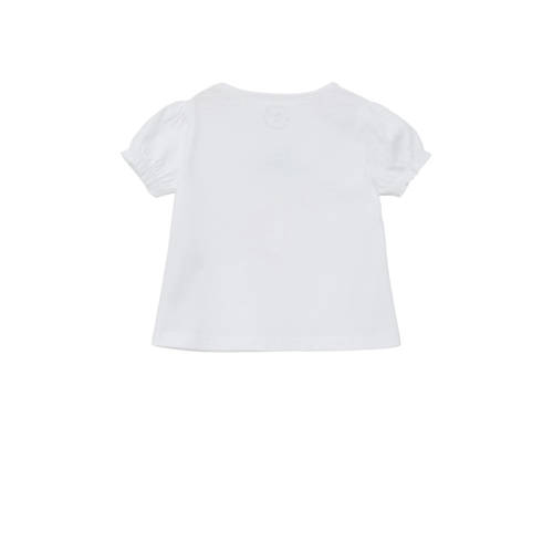S.Oliver baby T-shirt met printopdruk wit geel Meisjes Katoen Ronde hals 50 56