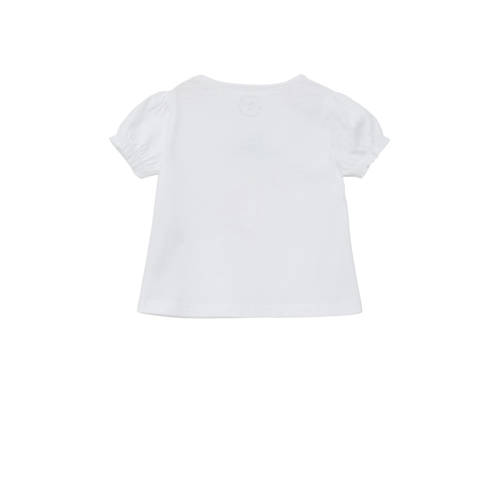 S.Oliver baby T-shirt met printopdruk wit geel Meisjes Katoen Ronde hals 50