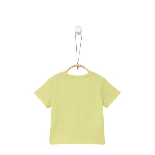 s.Oliver baby T-shirt met printopdruk lichtgeel Jongens Katoen Ronde hals 50