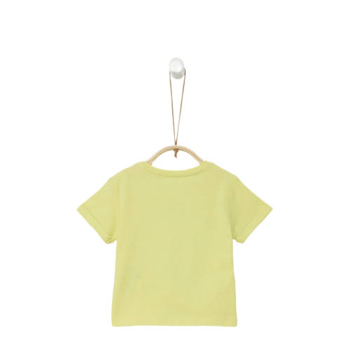 S.Oliver baby T-shirt met printopdruk lichtgeel Jongens Katoen Ronde hals 50 56