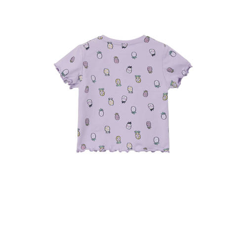 S.Oliver baby T-shirt met all over print lila Paars Meisjes Stretchkatoen Ronde hals 50 56
