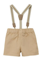thumbnail: Bruine jongens s.Oliver baby casual short van stretchkatoen met elastische tailleband en effen