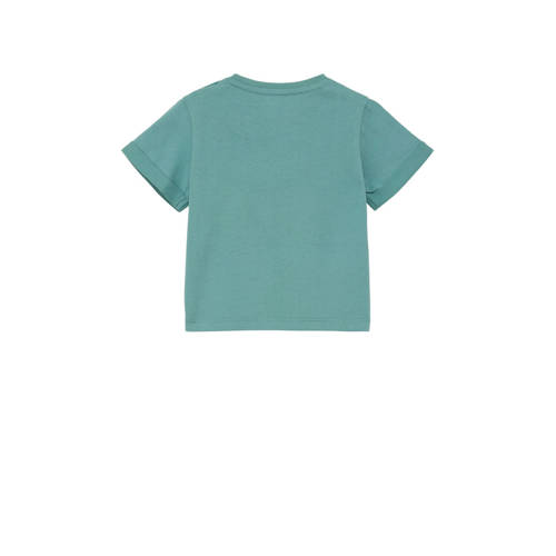 S.Oliver baby T-shirt met printopdruk petrol Blauw Jongens Katoen Ronde hals 86