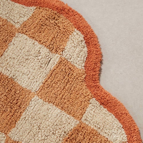 NOUS Kids kindervloerkleed Soof (Ø120 cm) Oranje Ruit