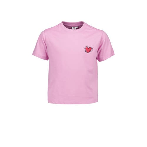 America Today T-shirt met backprint roze Meisjes Katoen Ronde hals Backprint - 146/152