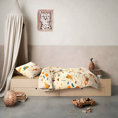 NOUS Kids katoenen dekbedovertrek kinder (120x150 cm) Multi Dierenprint
