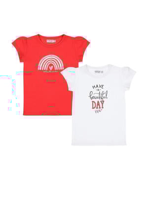 T-shirt - set van 2 - rood/wit