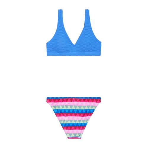 Protest crop bikini PRTCREEK JR blauw roze Meisjes Polyester Streep 152
