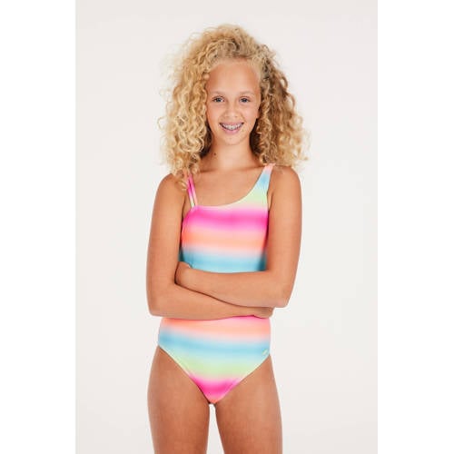 Protest badpak PRTRICA JR roze groen blauw Meisjes Polyamide Streep 116