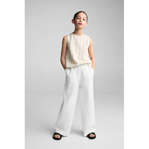 Mango Kids broek wit Meisjes Viscose Effen 164 | Broek van