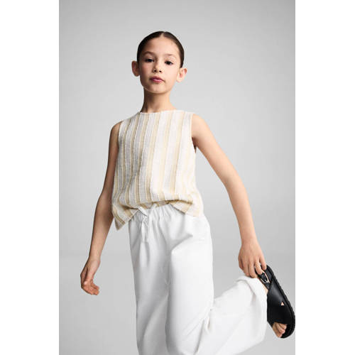 Mango Kids broek wit Meisjes Viscose Effen 164 | Broek van