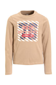 thumbnail: Zandkleurige jongens anytime longsleeve van katoen met printopdruk, lange mouwen en ronde hals