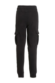 thumbnail: Zwarte jongens anytime cargo joggingbroek van katoen met elastische tailleband met koord en effen