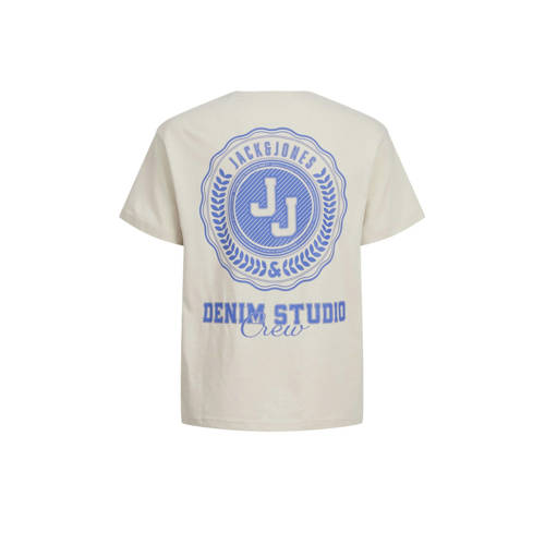 jack & jones JUNIOR T-shirt JJSTYD LOOSE GRAPHIC met backprint ecru Jongens Katoen Ronde hals 128