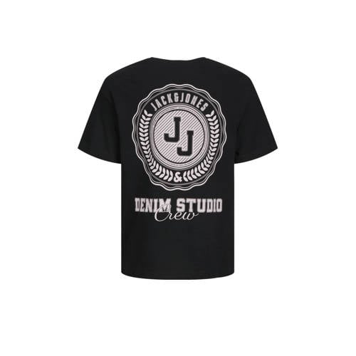 Jack & jones JUNIOR T-shirt JJSTYD LOOSE GRAPHIC met backprint zwart Jongens Katoen Ronde hals 176
