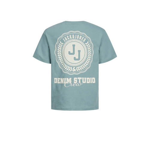 Jack & jones JUNIOR T-shirt JJSTYD LOOSE GRAPHIC met backprint lichtblauw Jongens Katoen Ronde hals 128