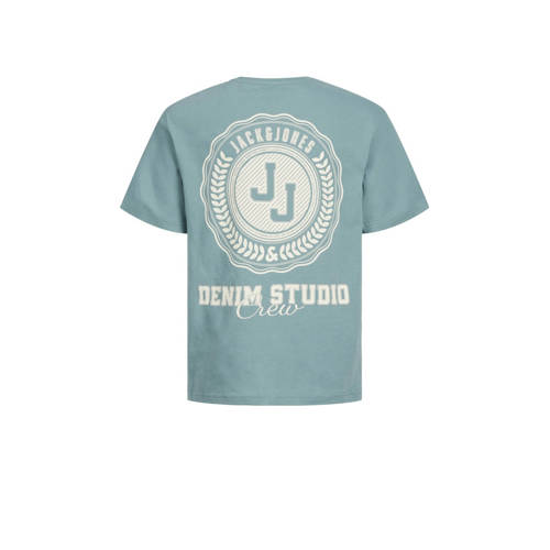 jack & jones JUNIOR T-shirt JJSTYD LOOSE GRAPHIC met backprint lichtblauw Jongens Katoen Ronde hals 128