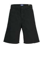thumbnail: Zwarte jongens JACK & JONES JUNIOR bermuda van katoen met rits- en knoopsluiting en effen