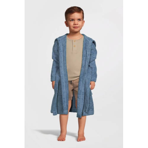 NOUS Kids kinder badstof badjas blauw Jongens/Meisjes Katoen Overslagkraag