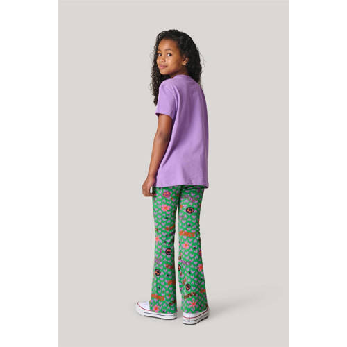 Shoeby T-shirt met printopdruk lila Paars Meisjes Katoen Ronde hals Printopdruk 122 128
