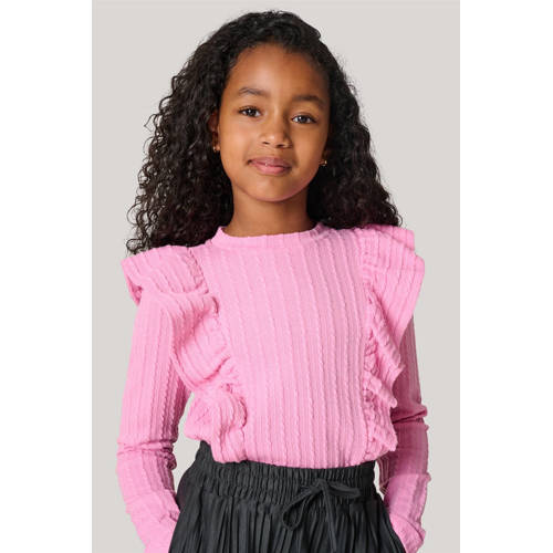 Shoeby longsleeve roze Meisjes Polyester Ronde hals Effen 134 140