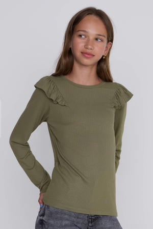 Longsleeve Ruffels Rib Top Tegan Khaki