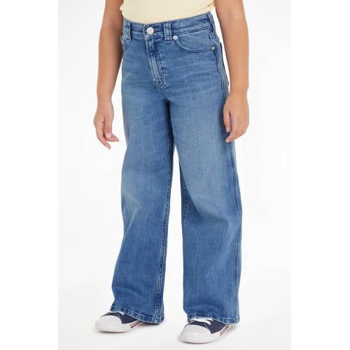 Tommy Hilfiger high waist wide leg jeans vintagestr Blauw Meisjes Katoen 140