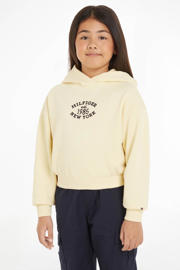 thumbnail: Gele meisjes Tommy Hilfiger hoodie van sweat materiaal met printopdruk, lange mouwen en capuchon
