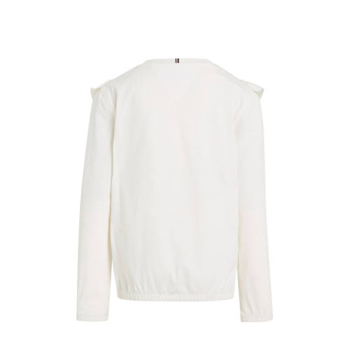 Tommy Hilfiger longsleeve ecru Meisjes Katoen Ronde hals Effen 128