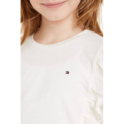 Tommy Hilfiger longsleeve ecru Meisjes Katoen Ronde hals Effen 128