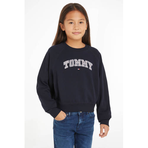 Tommy Hilfiger sweater met logo donkerblauw beige Logo 104