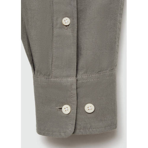 Mango Kids blouse kaki Groen Jongens Katoen Klassieke kraag Effen 164(XS)