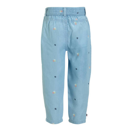 Tommy Hilfiger baby tapered fit broek met all over print denim light Blauw Meisjes Lyocell 86