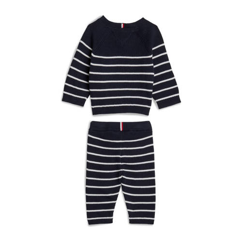 Tommy Hilfiger vest + broek met streep donkerblauw wit Shirt + broek Meisjes Katoen Ronde hals 62