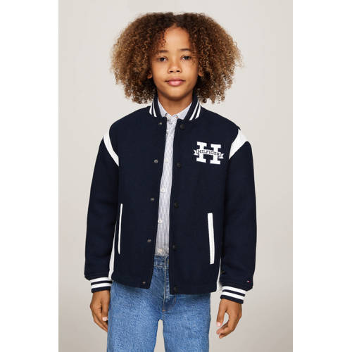 Tommy Hilfiger baseball jacket donkerblauw wit Jas Jongens Polyester Ronde hals 176