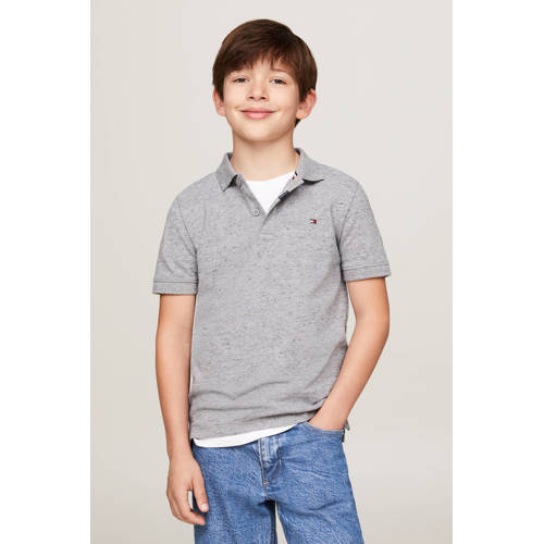 Tommy Hilfiger gemêleerde polo grijs melange Jongens Katoen Polokraag Melée 140