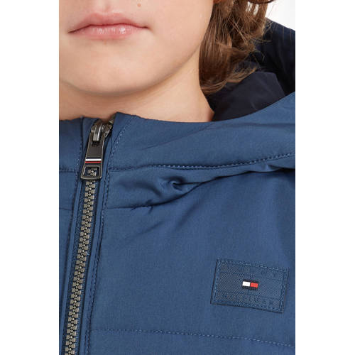 Tommy Hilfiger gewatteerde winterjas blauw Jongens Polyester Capuchon Effen 116