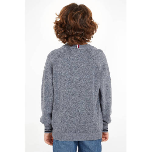 Tommy Hilfiger gemêleerde sweater grijs Jongens Katoen Ronde hals Melée 128