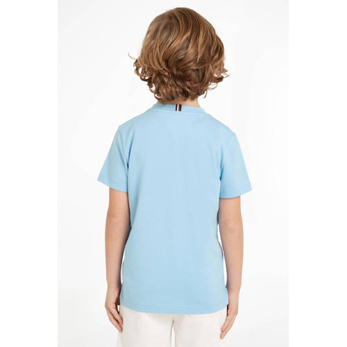 Tommy Hilfiger T-shirt met printopdruk lichtblauw Jongens Katoen Ronde hals 122