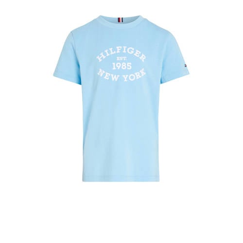 Tommy Hilfiger T-shirt met printopdruk lichtblauw Jongens Katoen Ronde hals - 104