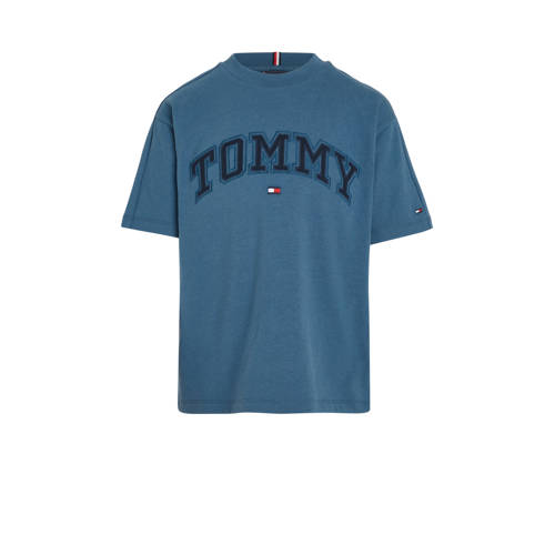 Tommy Hilfiger T-shirt met logo helderrood Jongens Katoen Ronde hals Logo 104