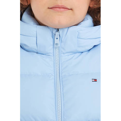 Tommy Hilfiger gewatteerde winterjas ESSENTIAL lichtblauw Jongens Polyester Capuchon 164