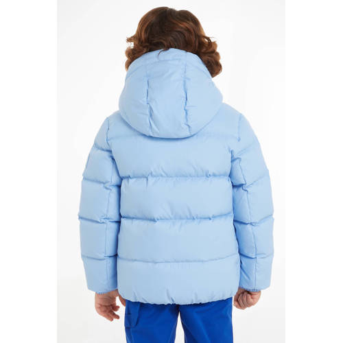 Tommy Hilfiger gewatteerde winterjas ESSENTIAL lichtblauw Jongens Polyester Capuchon 164