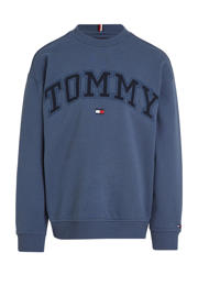 thumbnail: Blauwe jongens Tommy Hilfiger sweater met logo dessin, lange mouwen en ronde hals