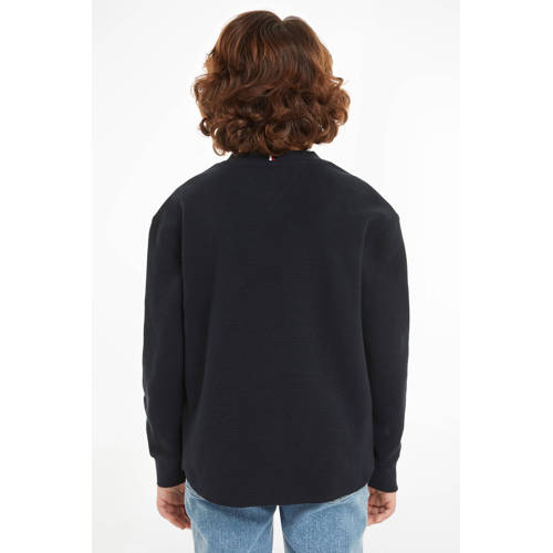 Tommy Hilfiger gemêleerde longsleeve donkerblauw Jongens Katoen Ronde hals 164