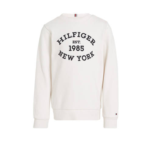 Tommy Hilfiger sweater met tekst donkerblauw Tekst 176